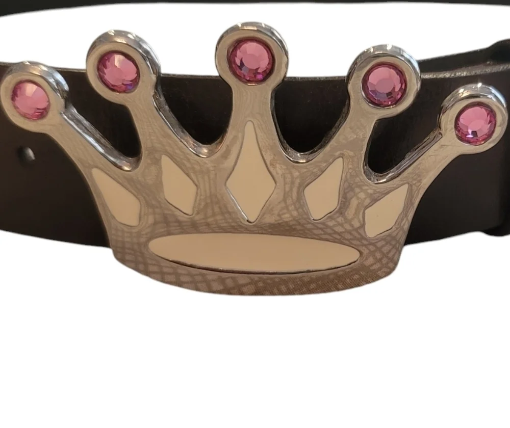Tilt  adjustable Belt with Crown pink jeweled buckle